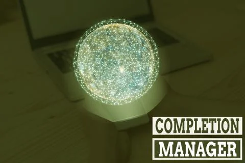 Handwriting text writing Completion Manager. Concept meaning oversees all Stock Photos