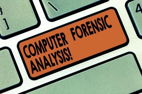 Handwriting text writing Computer Forensic Analysis. Concept meaning evidence Foto stock