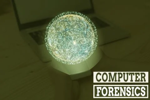 Handwriting text writing Computer Forensics. Concept meaning the investigative Foto stock