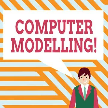 Handwriting text writing Computer Modelling. Concept meaning using a computer to 스톡 일러스트