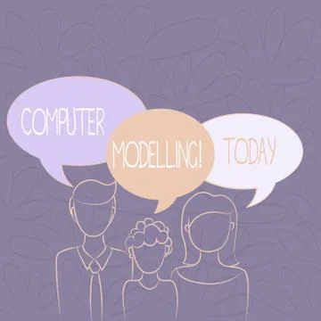Handwriting text writing Computer Modelling. Concept meaning using a computer to Stock Illustration
