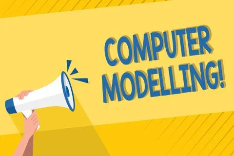 Handwriting text writing Computer Modelling. Concept meaning using a computer to Stock Illustration