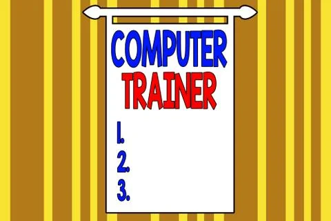 Handwriting text writing Computer Trainer. Concept meaning instruct and help 스톡 일러스트