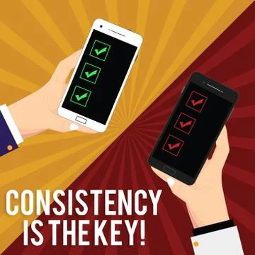 Handwriting text writing Consistency Is The Key. Concept meaning Full Dedication 스톡 일러스트