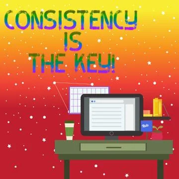 Handwriting text writing Consistency Is The Key. Concept meaning by Breaking Bad Stock Illustration