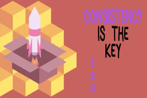 Handwriting text writing Consistency Is The Key. Concept meaning full Dedication 스톡 일러스트