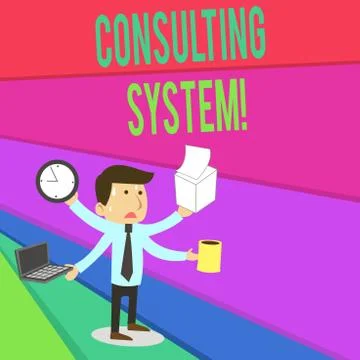 Handwriting text writing Consulting System. Concept meaning Helping firms Stockillustratie