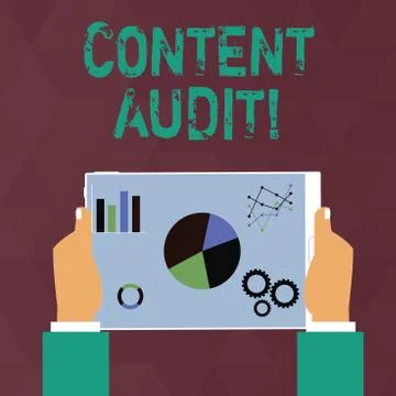 Handwriting text writing Content Audit. Concept meaning process of evaluating 스톡 일러스트