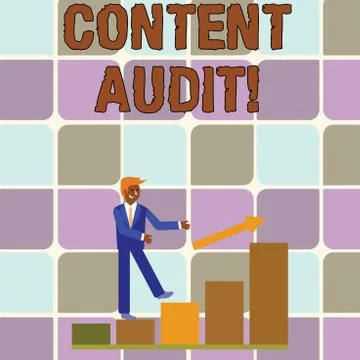 Handwriting text writing Content Audit. Concept meaning process of evaluating Illustrazione stock