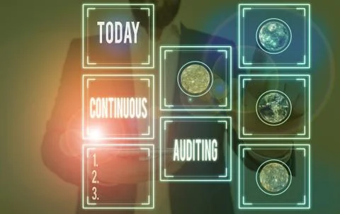 Handwriting text writing Continuous Auditing. Concept meaning Internal process Stock Photos