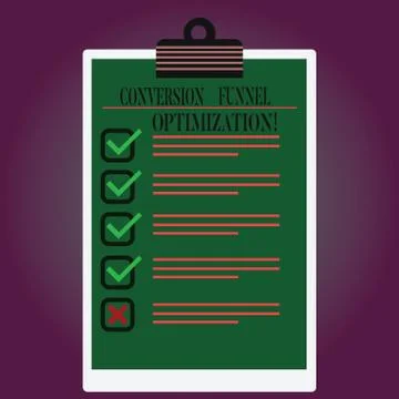 Handwriting text writing Conversion Funnel Optimization. Concept meaning Illustrazione stock