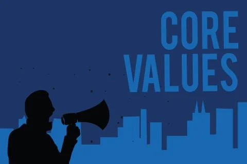 Handwriting text writing Core Values. Concept meaning belief person or Stock Illustration