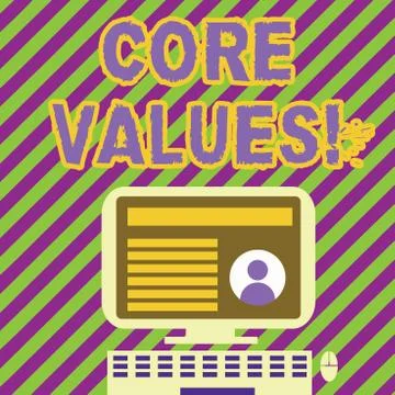 Handwriting text writing Core Values. Concept meaning principle that Illustrazione stock