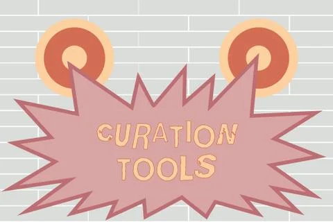 Handwriting text writing Curation Tools. Concept meaning Software used in Ilustração Stock