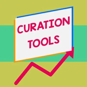 Handwriting text writing Curation Tools. Concept meaning Software used in Ilustração Stock