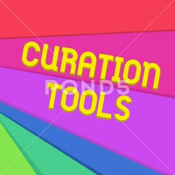 Handwriting text writing Curation Tools. Concept meaning Software used in Stock Illustration