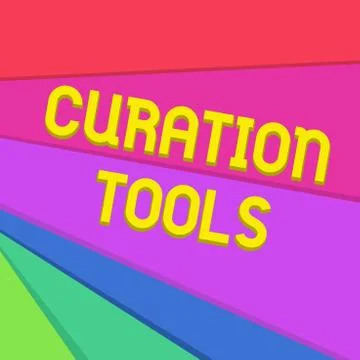 Handwriting text writing Curation Tools. Concept meaning Software used in Ilustração Stock
