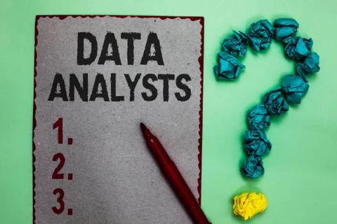 Handwriting text writing Data Analysts. Concept meaning Programmer Design and Stock Photos