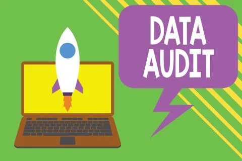Handwriting text writing Data Audit. Concept meaning auditing of data to assess Illustrazione stock