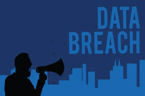 Handwriting text writing Data Breach. Concept meaning security incident where Stock Illustration