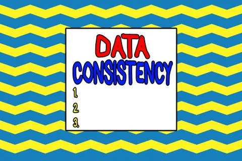 Handwriting text writing Data Consistency. Concept meaning data values are the Stock Illustration