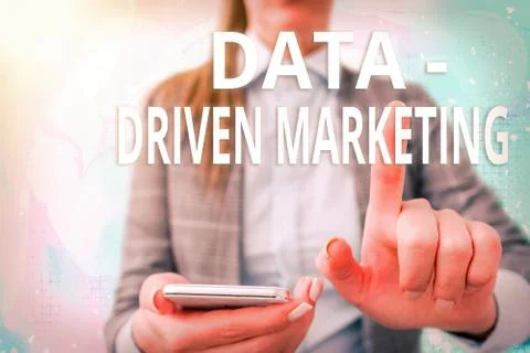 Handwriting text writing Data driven Marketing. Concept meaning process by which 스톡 사진