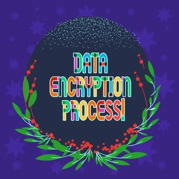 Handwriting text writing Data Encryption Process. Concept meaning The method of Stock Illustration