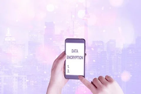 Handwriting text writing Data Encryption. Concept meaning Symmetrickey algorithm Stock Photos