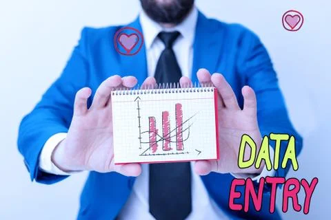 Handwriting text writing Data Entry. Concept meaning process of inputting data 스톡 사진