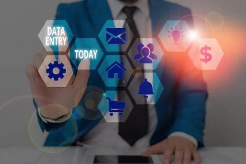 Handwriting text writing Data Entry. Concept meaning process of inputting data Stock Photos