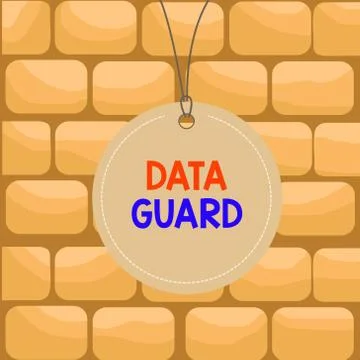 Handwriting text writing Data Guard. Concept meaning manage databases to survive Stockillustratie