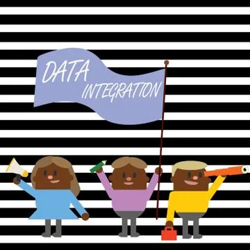 Handwriting text writing Data Integration. Concept meaning combination of Stock Illustration