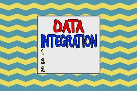 Handwriting text writing Data Integration. Concept meaning involves combining 스톡 일러스트
