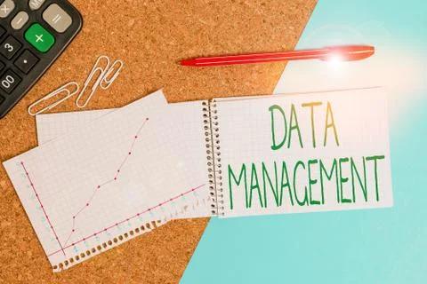 Handwriting text writing Data Management. Concept meaning disciplines related to Foto stock