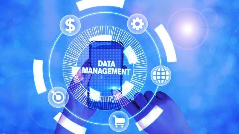 Handwriting text writing Data Management. Concept meaning disciplines related to Foto stock