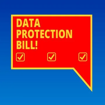 Handwriting text writing Data Protection Bill. Concept meaning control how Stock Illustration