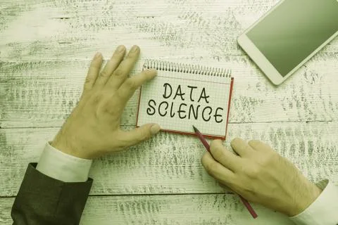 Handwriting text writing Data Science. Concept meaning multidisciplinary field Stock Photos