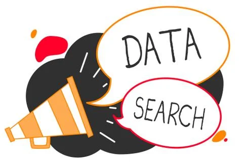 Handwriting text writing Data Search. Concept meaning gathers and reports Stock Illustration