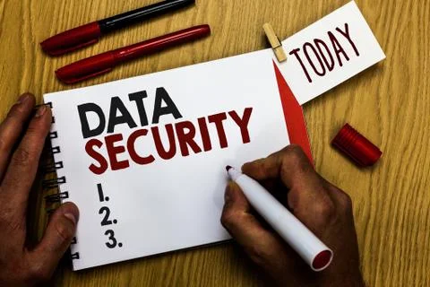 Handwriting text writing Data Security. Concept meaning Confidentiality Disk Stock Photos