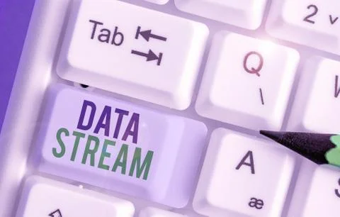 Handwriting text writing Data Stream. Concept meaning sequence of digitally Foto stock