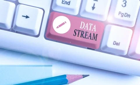 Handwriting text writing Data Stream. Concept meaning sequence of digitally Stock Photos