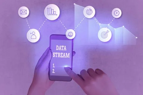 Handwriting text writing Data Stream. Concept meaning sequence of digitally Stock Photos
