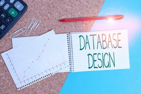 Handwriting text writing Database Design. Concept meaning organisation of data Stock Photos