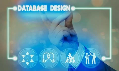 Handwriting text writing Database Design. Concept meaning organisation of data Foto stock