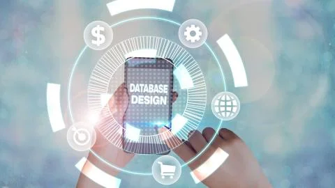 Handwriting text writing Database Design. Concept meaning organisation of data Stock Photos