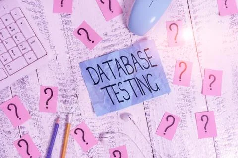 Handwriting text writing Database Testing. Concept meaning involves the Stockfoto's