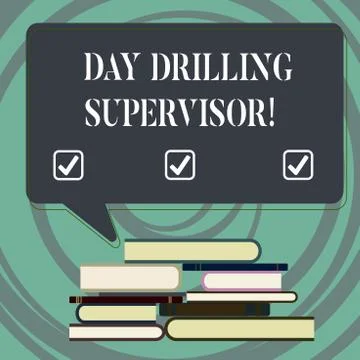 Handwriting text writing Day Drilling Supervisor. Concept meaning In charge of Illustrazione stock