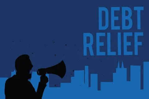 Handwriting text writing Debt Relief. Concept meaning partial or total remission Stock Illustration
