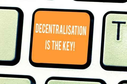 Handwriting text writing Decentralization Is The Key. Concept meaning Block Fotos Stock