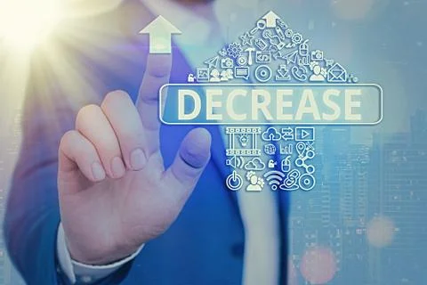Handwriting text writing Decrease. Concept meaning the process of growing 스톡 사진